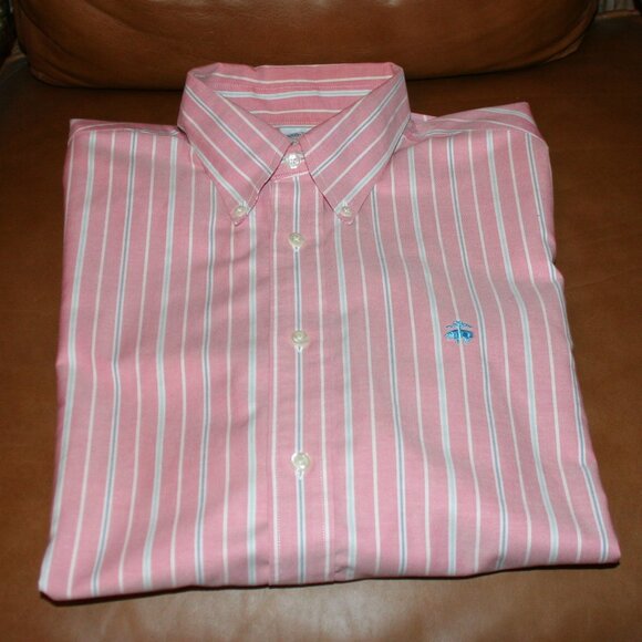 Brooks Brothers Regent Long Sleeve Pink/Stripe Shirt Size Large - Picture 1 of 11